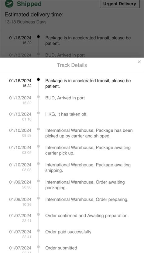 package is in accelerated transit please be patient.